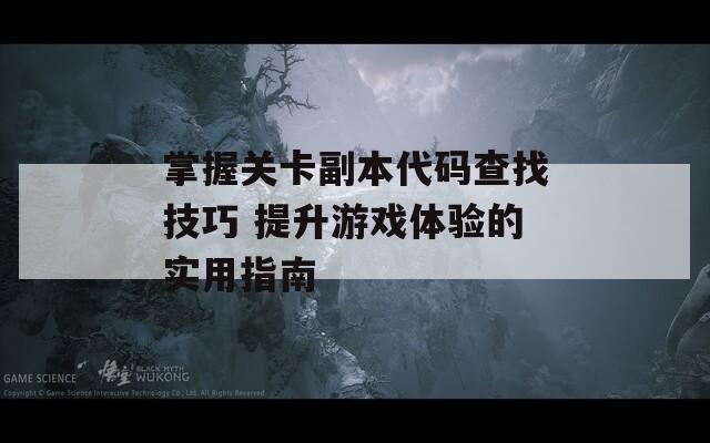 掌握关卡副本代码查找技巧 提升游戏体验的实用指南